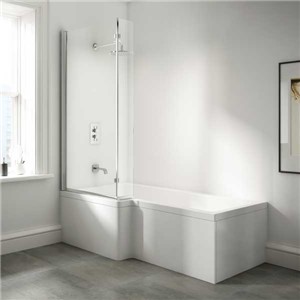 Inspirations Fitou 1700mm x 850mm No Taphole Left Hand Shower Bath & Overbath Screen