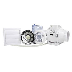 Airflow Aventa AV100T 100mm In-Line Fan with Shower Kit & Timer & LED Lamp
