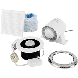 Xpelair ALL100 100mm Inline Axial Extract Duct Shower Fan - Light with Kit