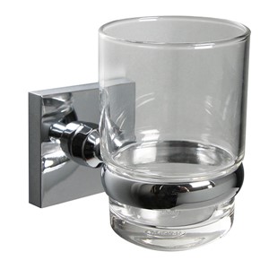 Inspirations Cube Clear Glass Tumbler Holder Chrome