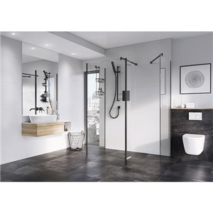 Inspirations 300 Pivoting Deflector Glass Panel Black