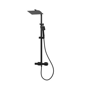 Express Mio Deluxe Safe-Touch Dual Outlet Thermostatic  Shower & Square Riser Kit - Black