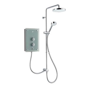 Mira Azora Dual 9.8kw Electric Shower Frosted Green Glass