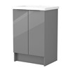 Inspirations Source 565mm Freestanding Double Door Unit Grey Gloss