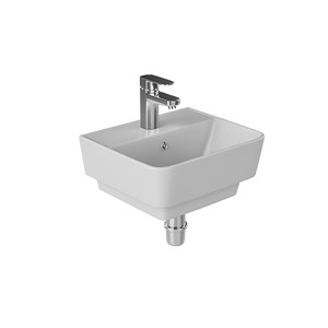 Inspirations Genoa 35cm 1 Taphole Square Washbasin White