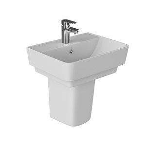 Inspirations Genoa 45cm 1 Taphole Square Washbasin White