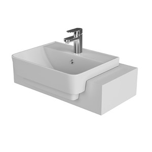 Inspirations Genoa 45cm 1 Taphole Square Semi Recessed Washbasin White